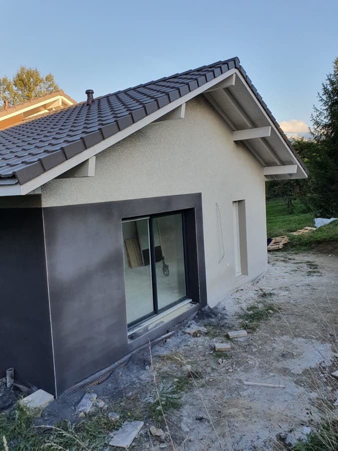 Façade après ravalement Ravalement maison neuve, enduit lissé,Gex | ADA Façades